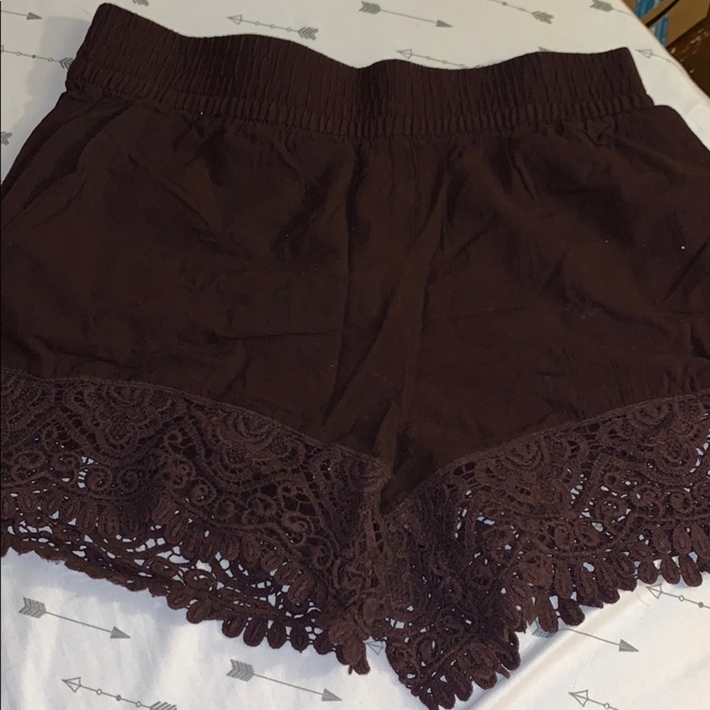 Plum shorts with crotchet bottom